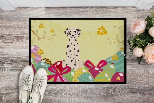 Carolines Treasures BB6097MAT Easter Eggs Dalmatian Doormat 18x27 Perspective: back