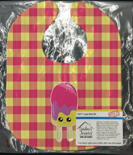 Carolines Treasures BB7068BIB Ice Pop Popsicle Face Gingham Baby Bib Perspective: back