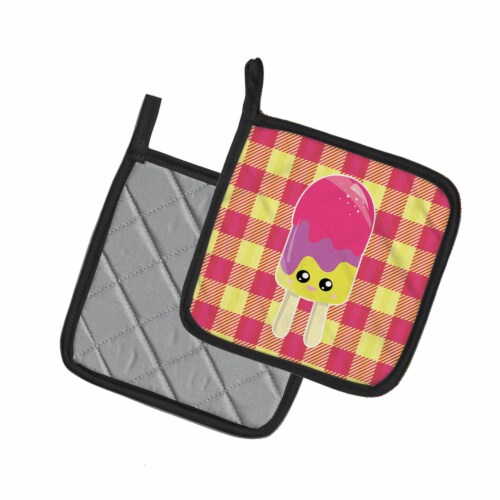 Carolines Treasures  BB7068PTHD Ice Pop Popcicle Face Gingham Pair of Pot Holder Perspective: back
