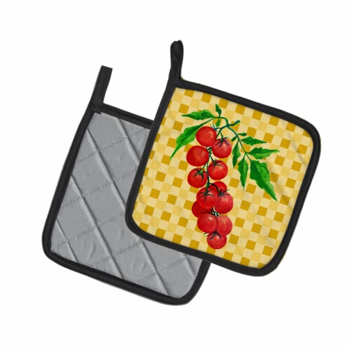 Carolines Treasures BB7194PTHD Cherry Tomato on Basketweave Pair of Pot Holders Perspective: back