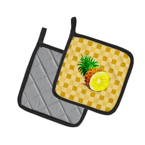 Carolines Treasures BB7248PTHD Top of Pineapple Cut on Basketweave Pair of Pot Perspective: back