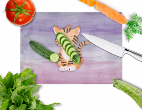 Carolines Treasures BB7444LCB Tiger Cub Watercolor Glass Cutting Board Large Perspective: back