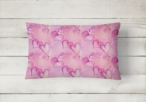Carolines Treasures BB7564PW1216 Watercolor Hot Pink Hearts Canvas Fabric Decor Perspective: back