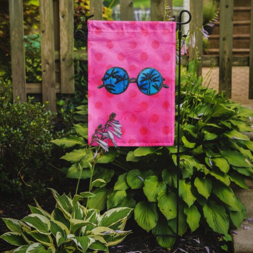Carolines Treasures BB8179GF Sunglasses Pink Polkadot Flag Garden Size, Pink Perspective: back