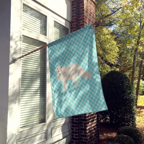 Carolines Treasures BB8051CHF White Arctic Fox Blue Check Flag Canvas