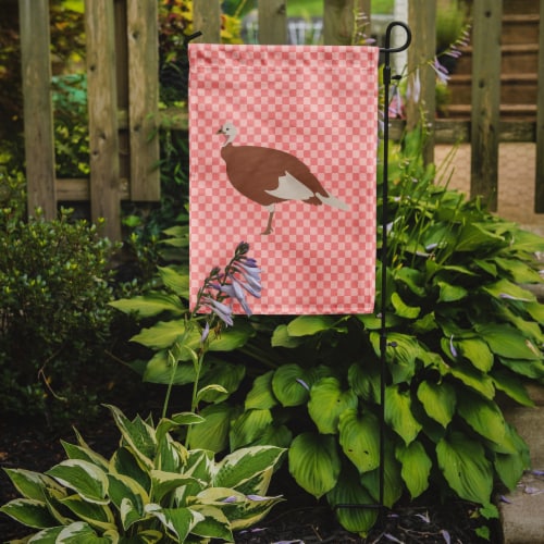 Carolines Treasures  BB7984GF Jersey Buff Turkey Hen Pink Check Flag Garden Size Perspective: back