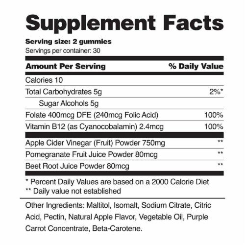 Snap ACV Sugar Free Apple Cider Vinegar Gummies Detox & Cleanse - 60 Capsules Perspective: back