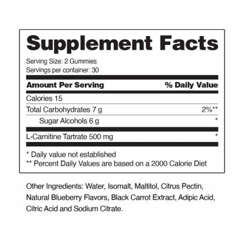 Sugar Free Natural Energy L Carnitine Gummy - Pre Workout, Recovery - 2 Pack Perspective: back