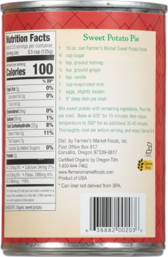 Farmer's Market Organic Sweet Potato Puree Perspective: back
