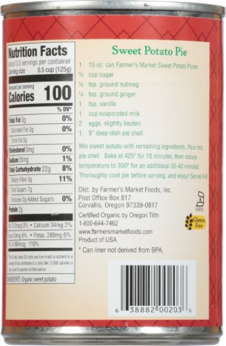 Farmer's Market Organic Sweet Potato Puree Perspective: back