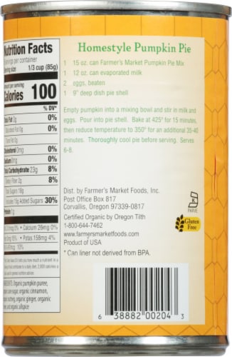 Famer's Market Pumpkin Pie Mix Perspective: back