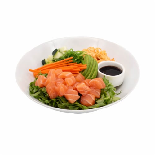 Japanese Food Express Inc Salmon Poke Rice Bowl Perspective: back