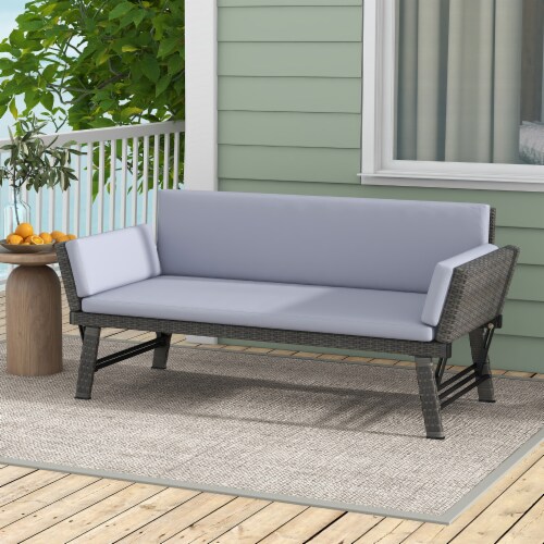 Slickblue Convertible Sofa Daybed for Outdoor Spaces with Adjustable Armrests Perspective: back