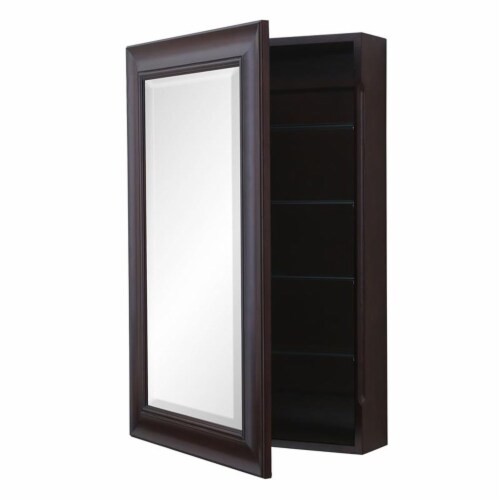 KBC Napa 34  Wood Wall Mounted Medicine Cabinet w/ Beveled Glass in Chocolate Perspective: back