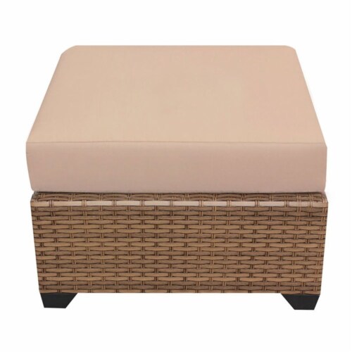 TK Classic Laguna Wicker Patio Square Ottoman in Tan 1 Kroger