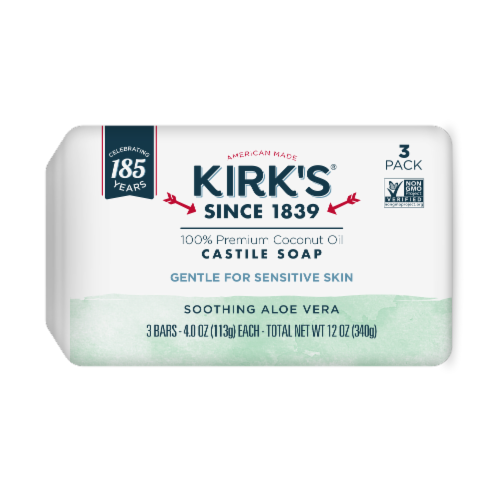 Kirk's® Soothing Aloe Vera Gentle Castile Bar Soap Bars Perspective: back