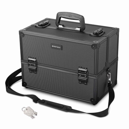 Byootique 14 x8 x10 Lockable ABS Aluminum Cosmetic Makeup Case Box Train Black 1 Jay C Food Stores