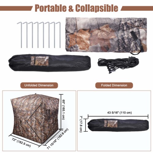 Yescom Pop Up Hunting Ground Blind Real Tree Camo Tent Hunt Turkey Deer Extra Large Hub Perspective: back