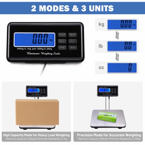 660lbs LCD AC Digital Floor Bench Scale Postal Platform Shipping 300KG Weigh Perspective: back
