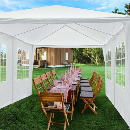 10' x 20' Party Wedding Tent Canopy Outdoor Heavy Duty Pavilion Cater Event White Perspective: back