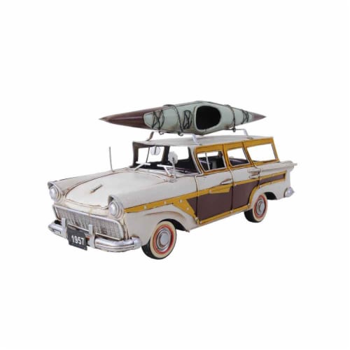 Old Modern Handicrafts AJ019 Fords Woody-Look Country Squire with Kayak Model Airplane Perspective: back