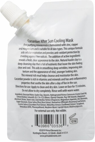 Primal Elements Cucumber After Sun Cooling Multi-Mineral Kaolin Clay Face Mask Perspective: back