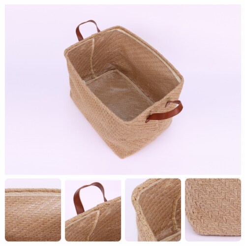 uxcell Fabric Storage Organizer Cube Bin with Handles Perspective: back
