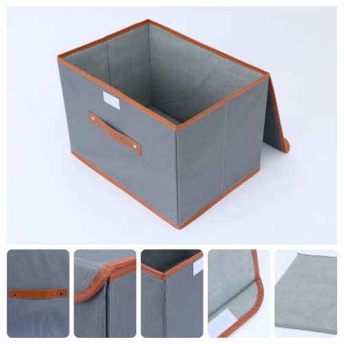 uxcell Collapsible Storage Basket Closet Clothes Organizer Perspective: back