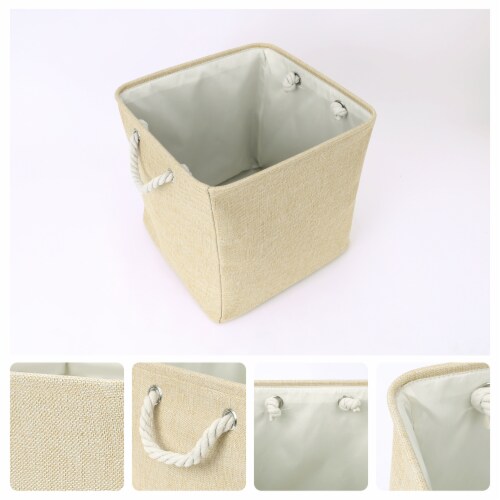 uxcell Square Fabric Collapsible Storage Basket Bin with Handle Perspective: back