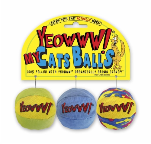 Yeowww My Cats Balls, 2 Packs with 3 Balls per Pack Perspective: back