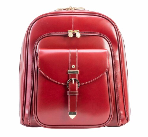 M Series Olympia Leather Business Laptop Tablet Backpack - Red Perspective: back