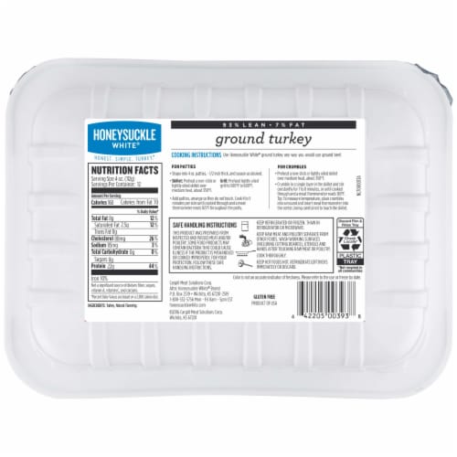 Honeysuckle White® 93% Lean Fat Ground Turkey Tray Perspective: back