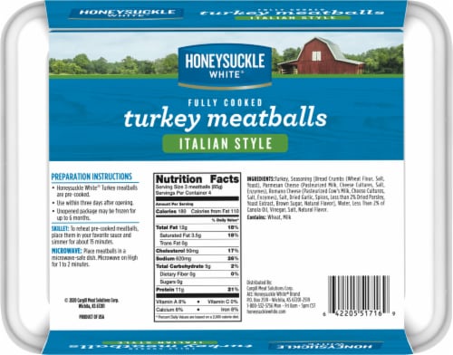 Honeysuckle White® Italian Style Turkey Meatballs Perspective: back