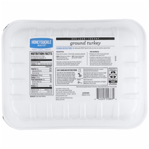 Honeysuckle White® 85% Lean Fat Ground Turkey Tray Perspective: back