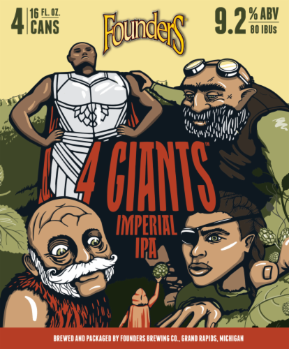 Founders Brewing 4 Giants Imperial IPA Craft Beer Perspective: back