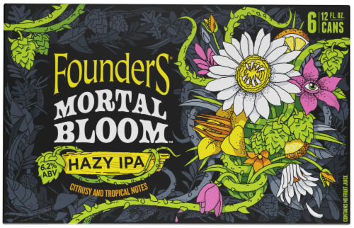 Founders® Mortal Bloom® Hazy IPA Craft Beer Cans Perspective: back