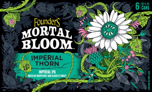 Founders Brewing® Mortal Bloom® Imperial Thorn™ IPA Craft Beer Cans Perspective: back