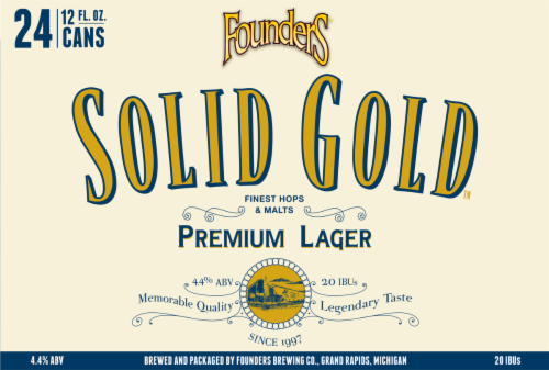 Founders Brewing® Solid Gold® Premium Lager Beer Cans Perspective: back