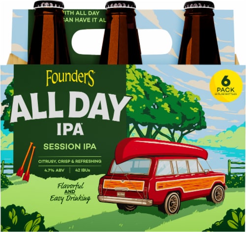 Founders® Brewing All Day IPA® Session Ale Beer Bottles Perspective: back