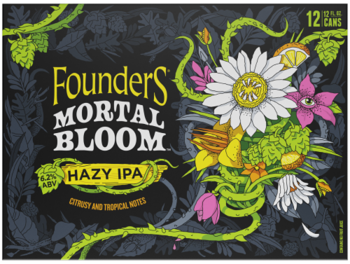 Founders® Mortal Bloom™ Hazy IPA Craft Beer Cans Perspective: back