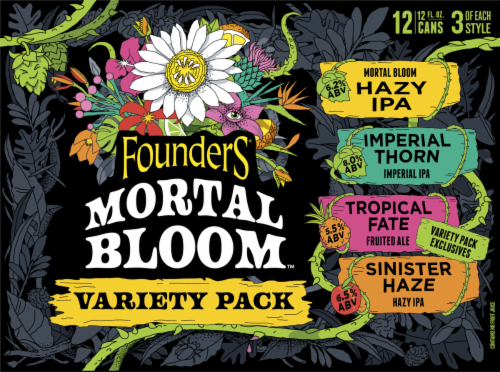 Founders Brewing® Mortal Bloom® Craft Beer Cans Variety Pack Perspective: back