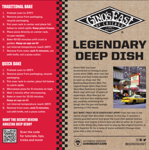 Gino's East® of Chicago Uncured Pepperoni Frozen Deep Dish Pizza Perspective: back