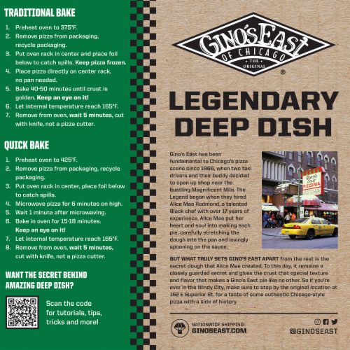 Gino's East® of Chicago Spinach and Mozzarella Cheese Deep Dish Frozen Pizza Perspective: back
