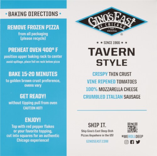 Gino's East of Chicago Crumbled Italian Sausage Thin Crust Frozen Pizza Perspective: back