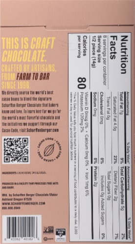 Scharffen Berger 99% Cacao Unsweetened Dark Chocolate Baking Portions Perspective: back
