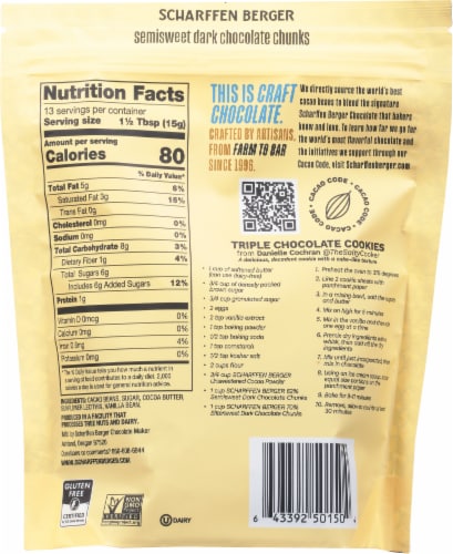 Scharffen Berger 62% Cacao Semisweet Dark Chocolate Baking Chunks Perspective: back