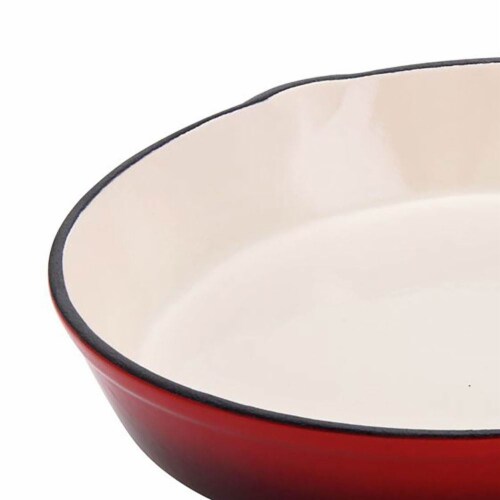 Hamilton Beach 10 Inch Enameled Coated Solid Cast Iron Frying Pan Skillet, Red Perspective: back