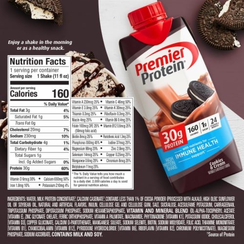 Premier Protein® Cookies & Cream High Protein Shakes Perspective: back