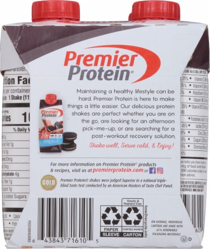 Premier Protein® Cookies & Cream High Protein Shakes Perspective: back