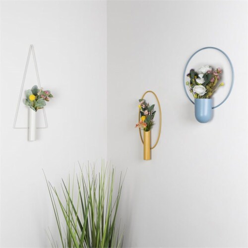 Stratton Home Decor Round Wall Planter in Blue Perspective: back
